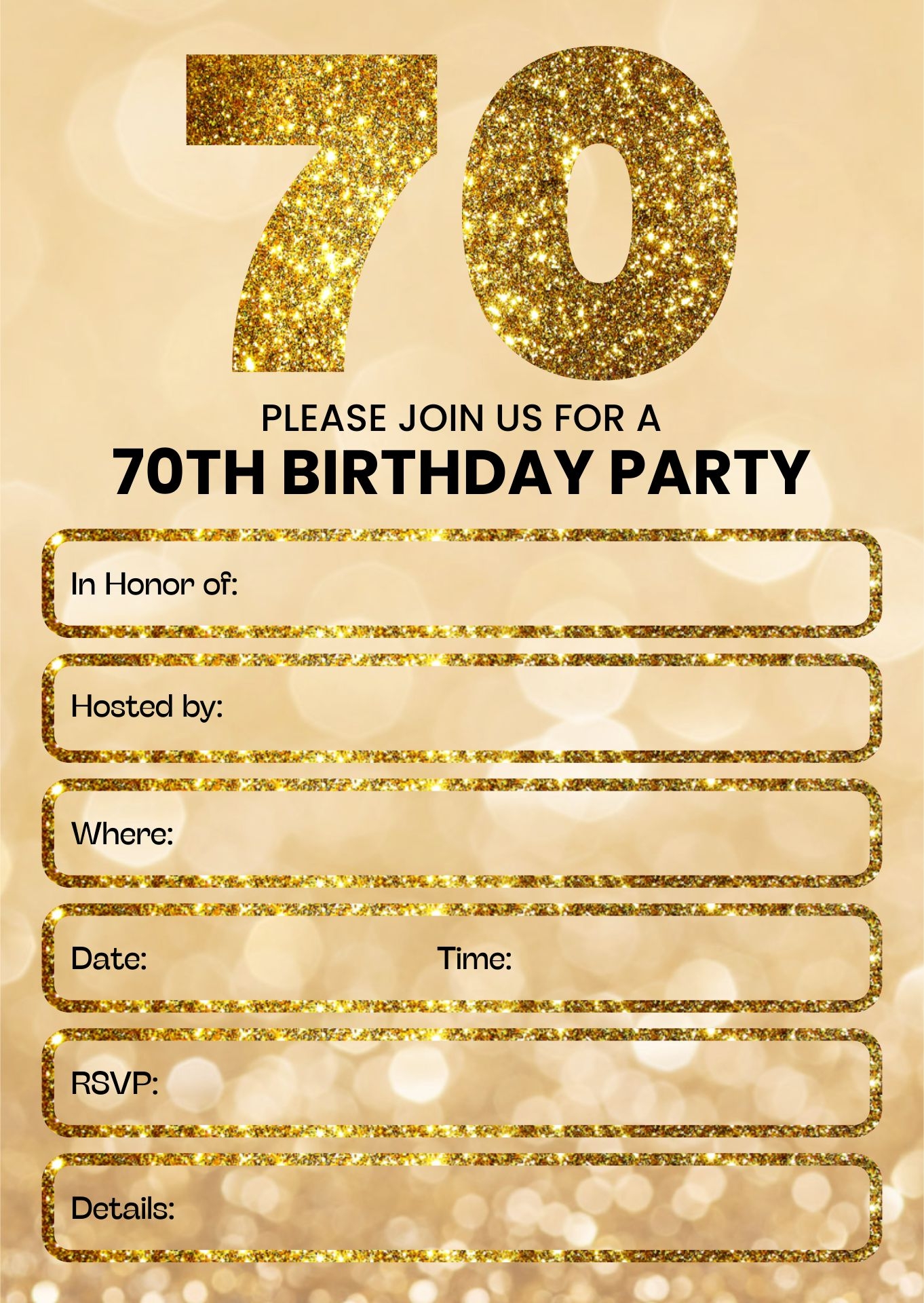 70th Birthday Invitations Free 10 Free PDF Printables Printablee