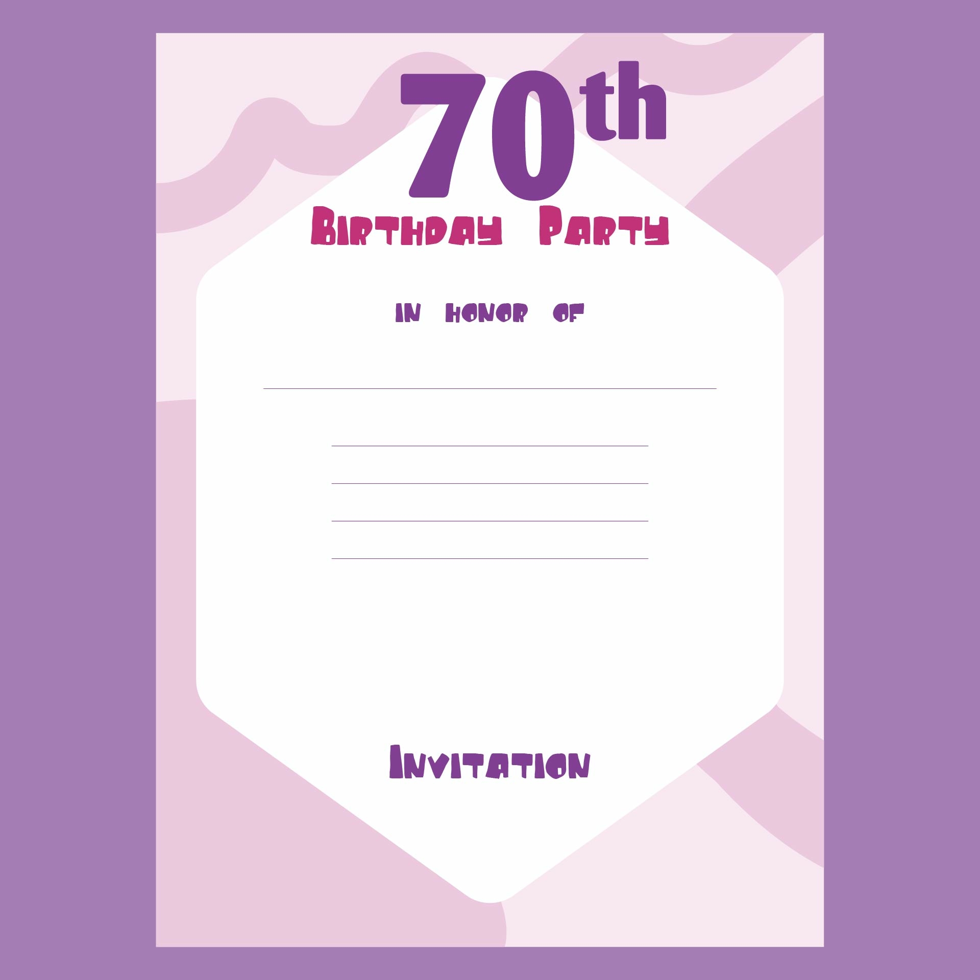 70th Birthday Invitations Free 10 Free PDF Printables Printablee
