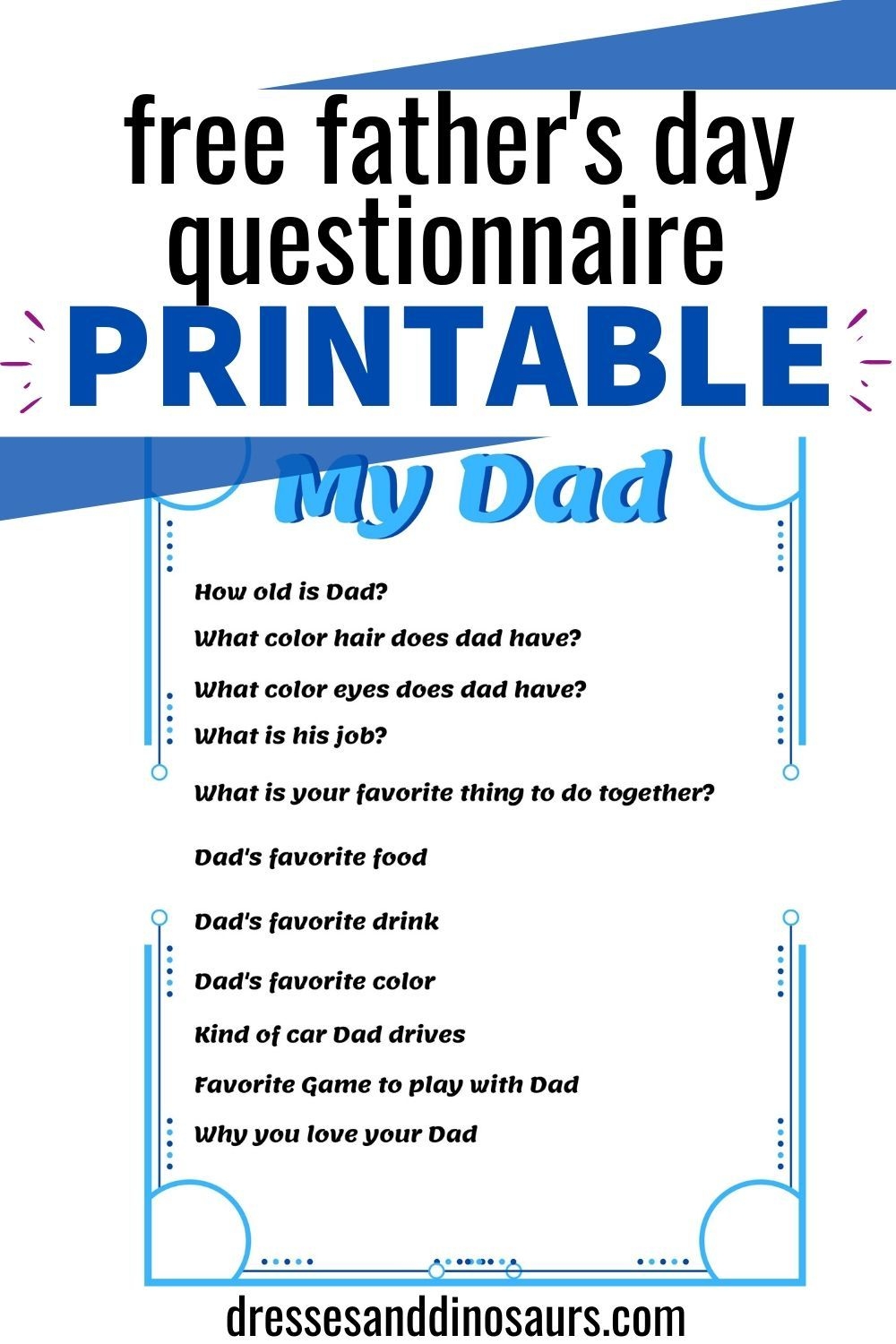 Fathers Day Questions For Kids Free Printable Printable New Year Banners