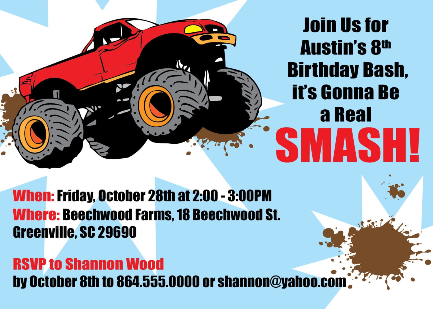 Free Printable Monster Truck Birthday Invitations FREE Invitation 