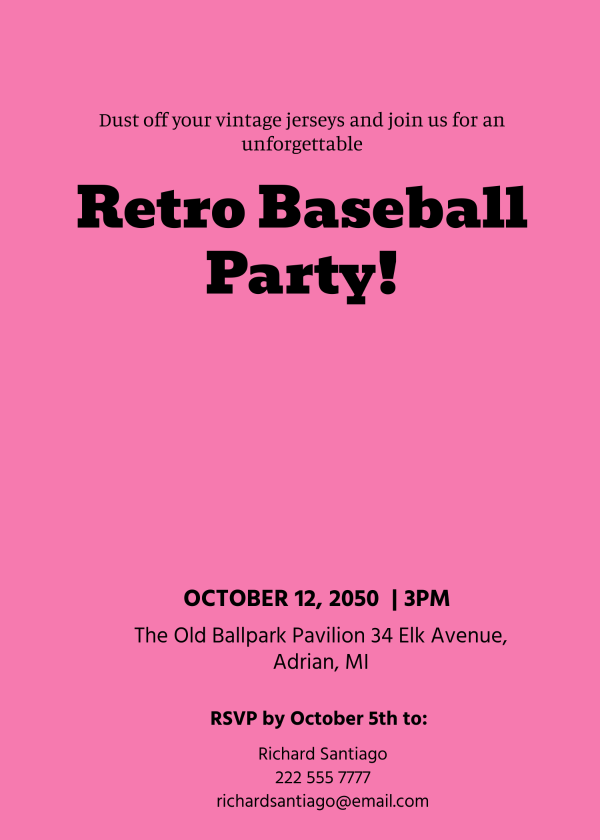 Free Retro Baseball Party Invitation Template To Edit Online