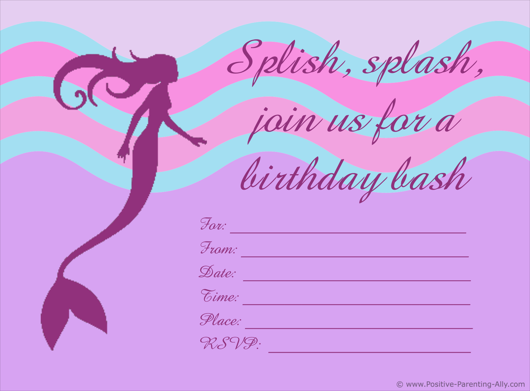 Mermaid Birthday Invitations Free Printable Printable World Holiday