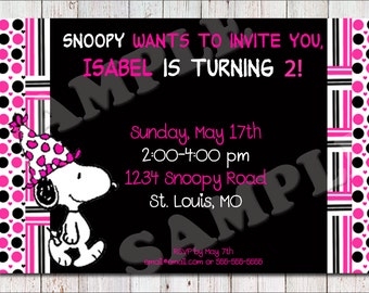 11 Snoopy Birthday Invitations Images Free Invitation Template