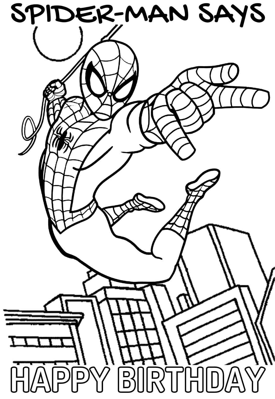 12 Spectacular Spiderman Birthday Coloring Pages Cards free 