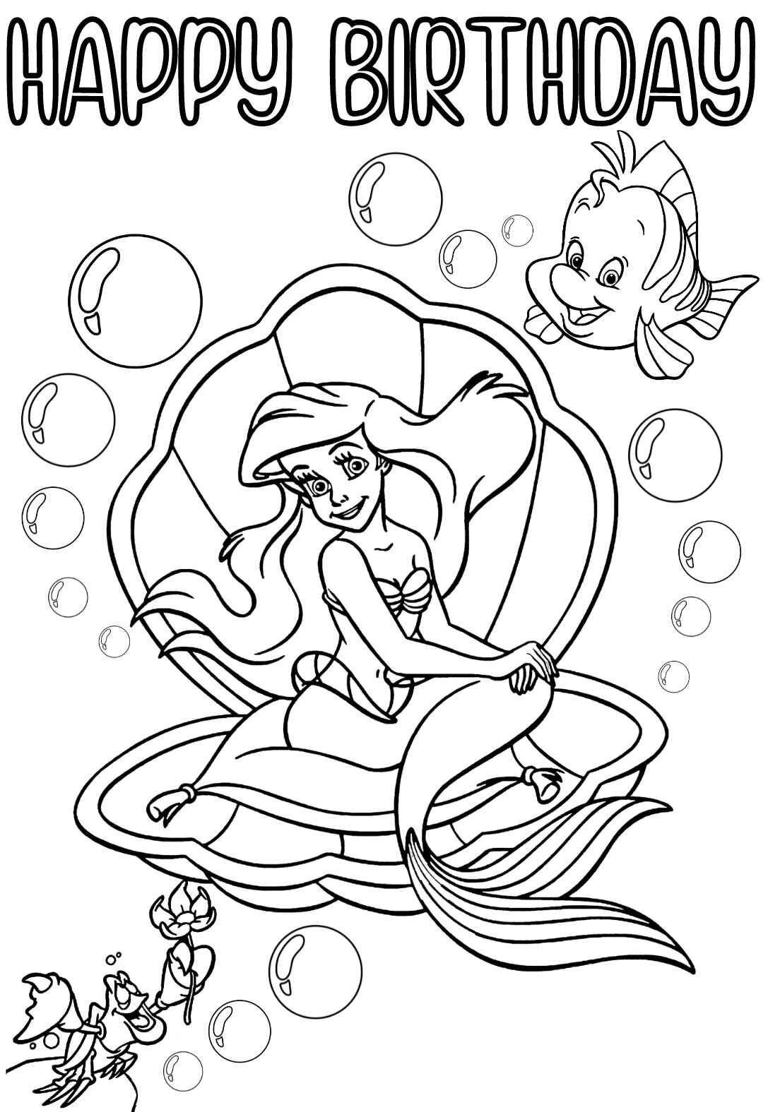 15 Mermaid Printable Birthday Cards Coloring Pages free