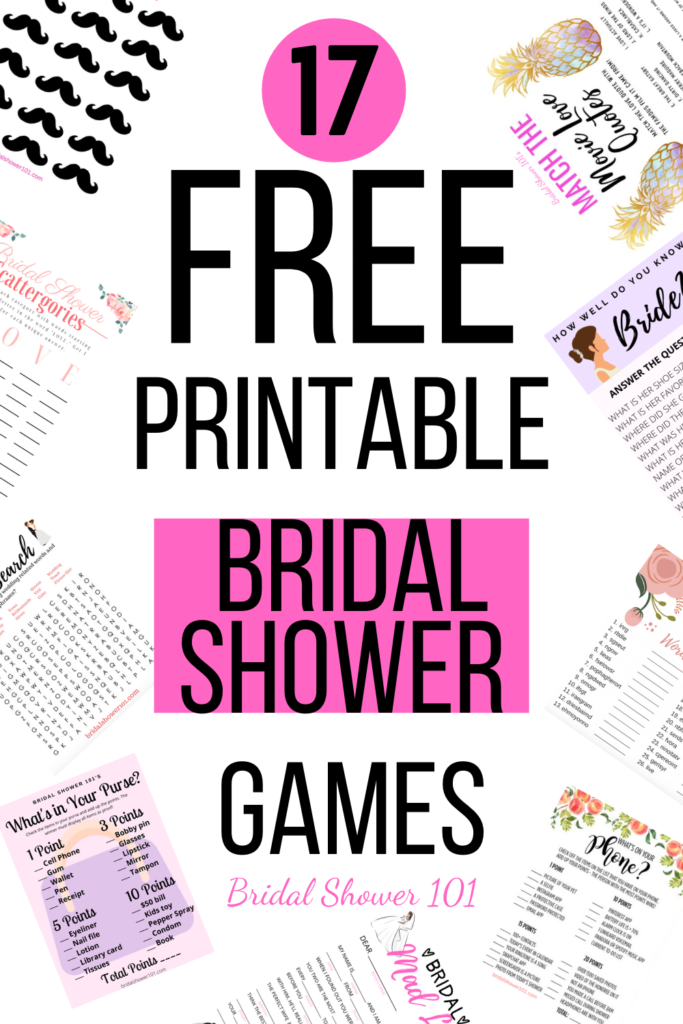 17 FREE Printable Bridal Shower Games Bridal Shower 101
