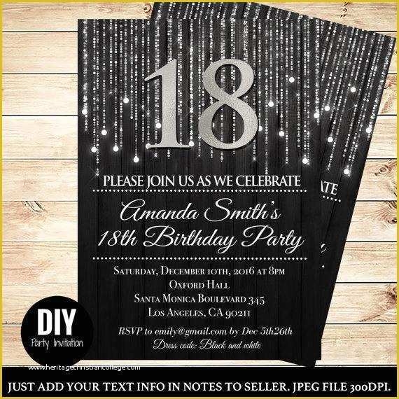 18th Birthday Party Invitation Templates Free Of Black And Silver 18th 