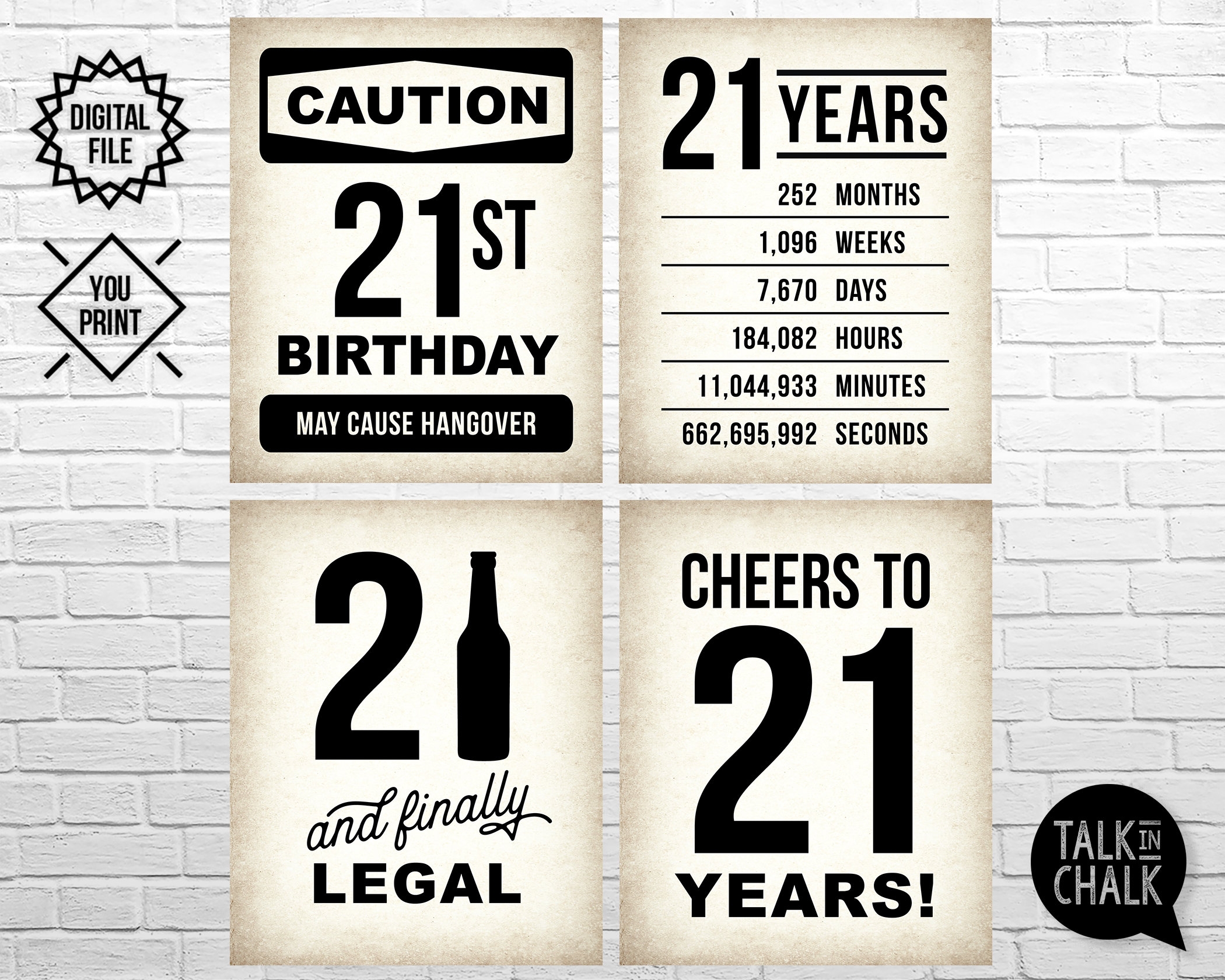 21st Birthday Printable Decorations Client alert