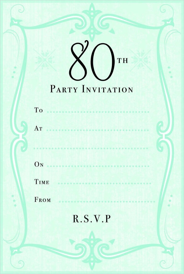 26 80th Birthday Invitation Templates Free Sample Example Format 