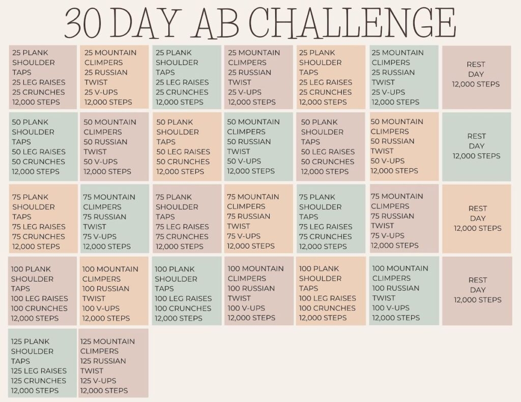 30 Day Ab Challenge Free Printable Calendar OriginalMOM