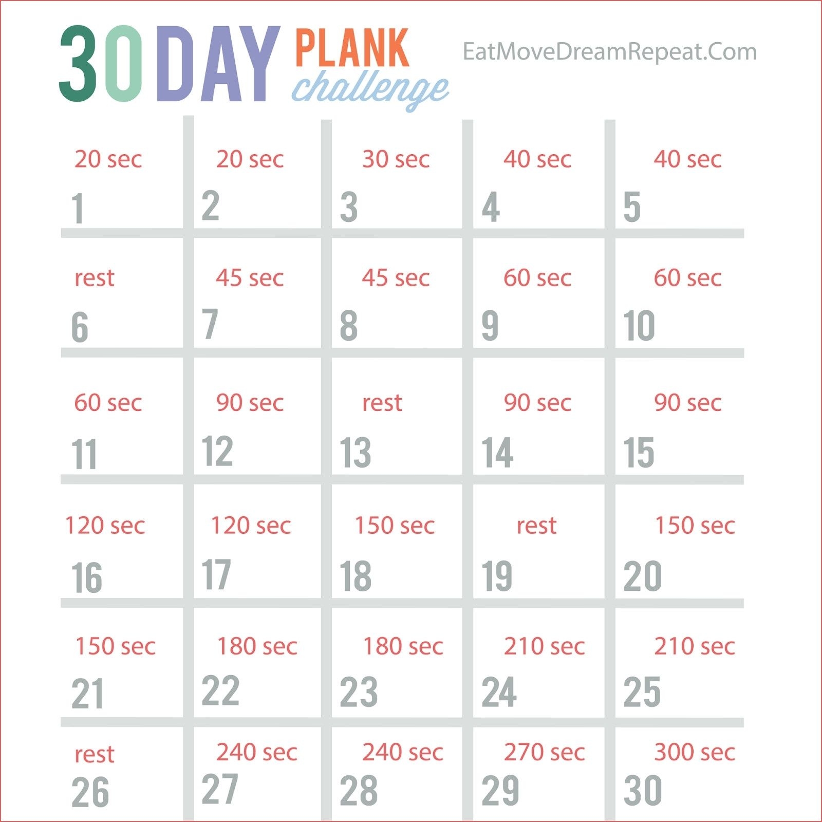 30 Day Calendar Printable Calendar Printables