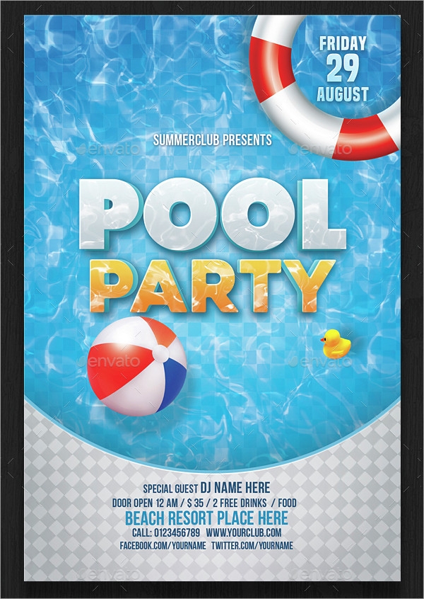 33 Printable Pool Party Invitations PSD AI EPS Word