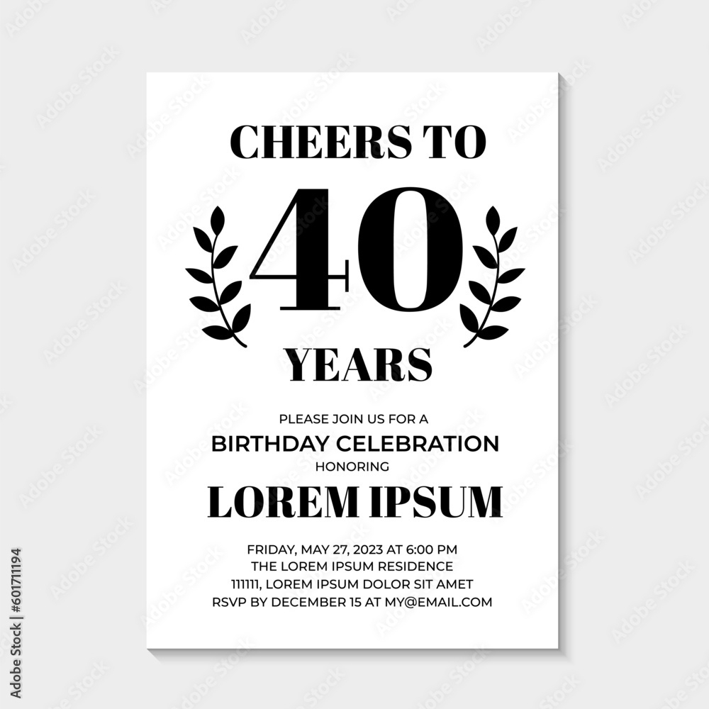 40th Birthday Printable Cards
