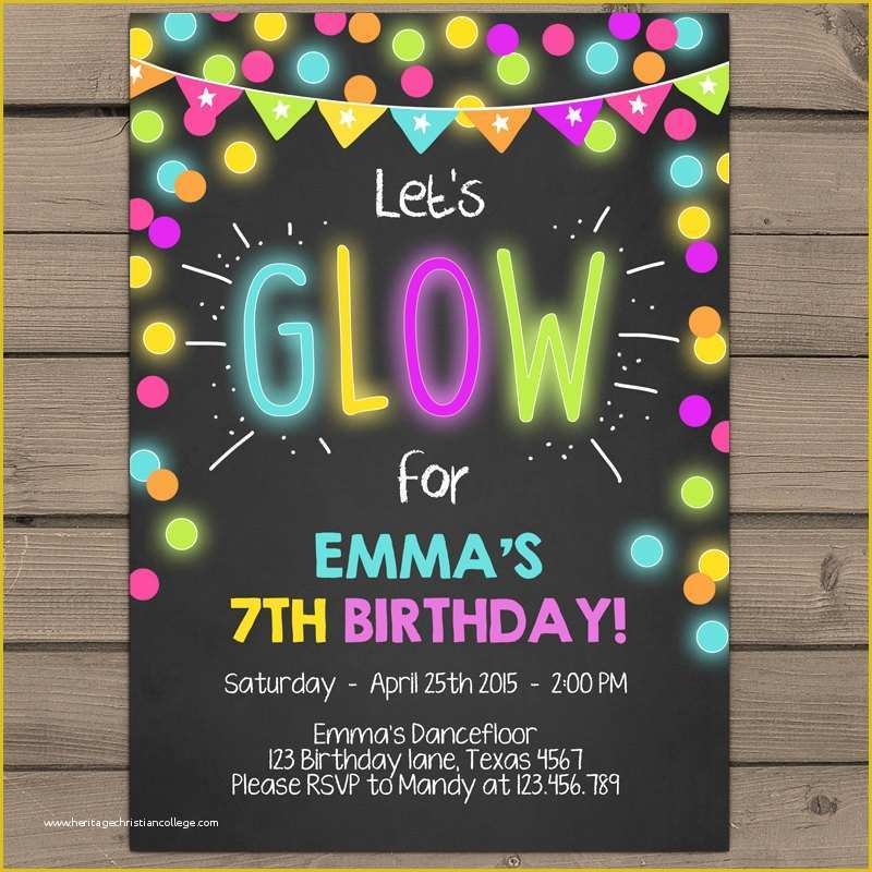 47 Neon Party Invitations Templates Free Heritagechristiancollege