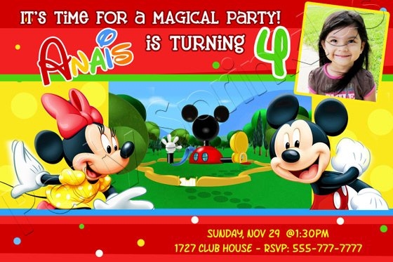 4th Mickey Mouse Clubhouse FREE Printable Birthday Invitation 