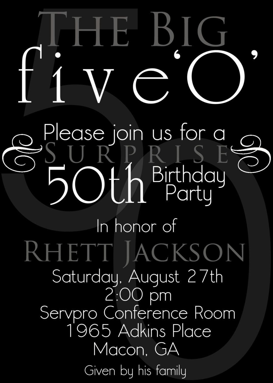 50th Birthday Invitations Printable Free
