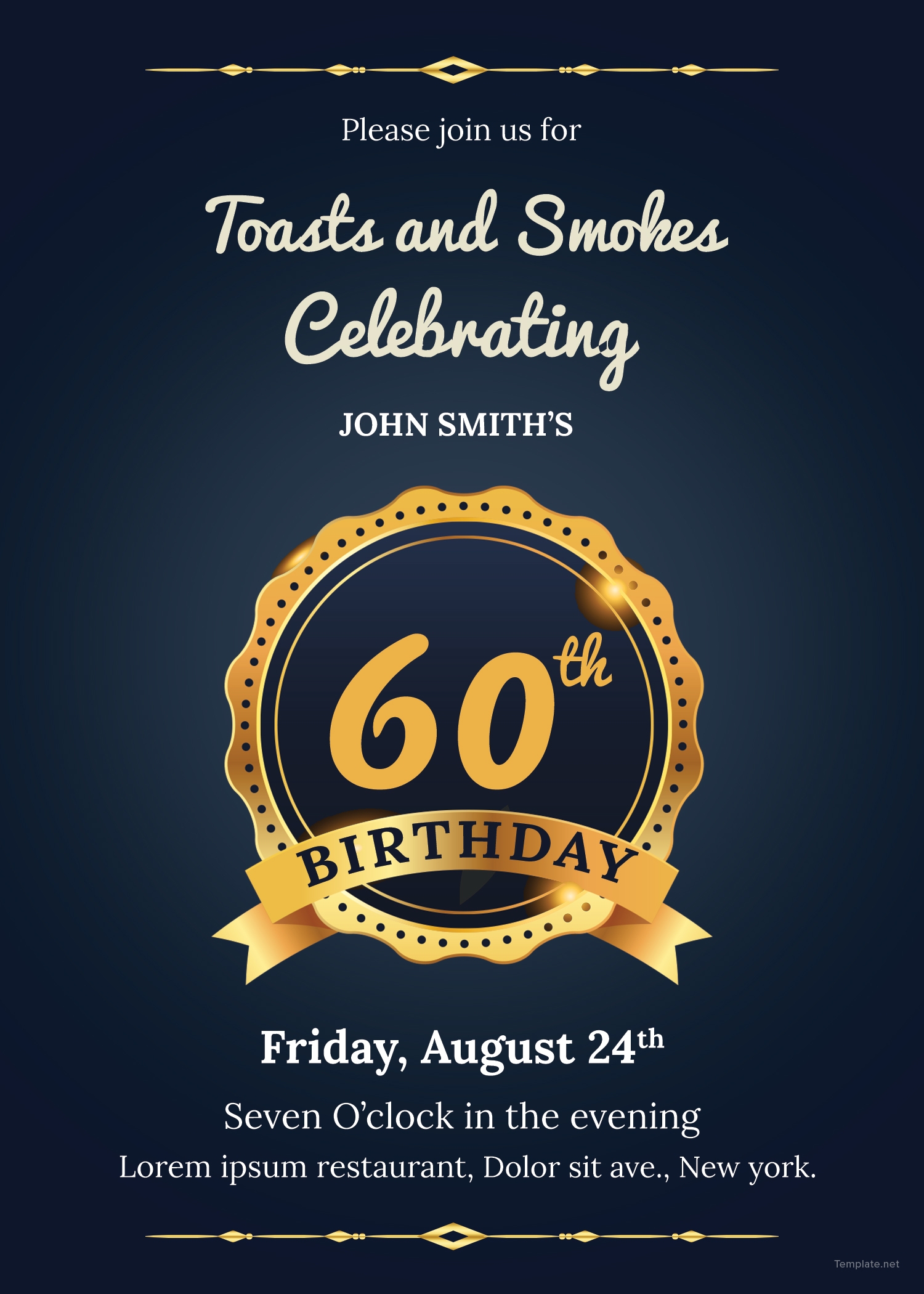 60th Birthday Party Invitations Free Downloadable Templates Vseego