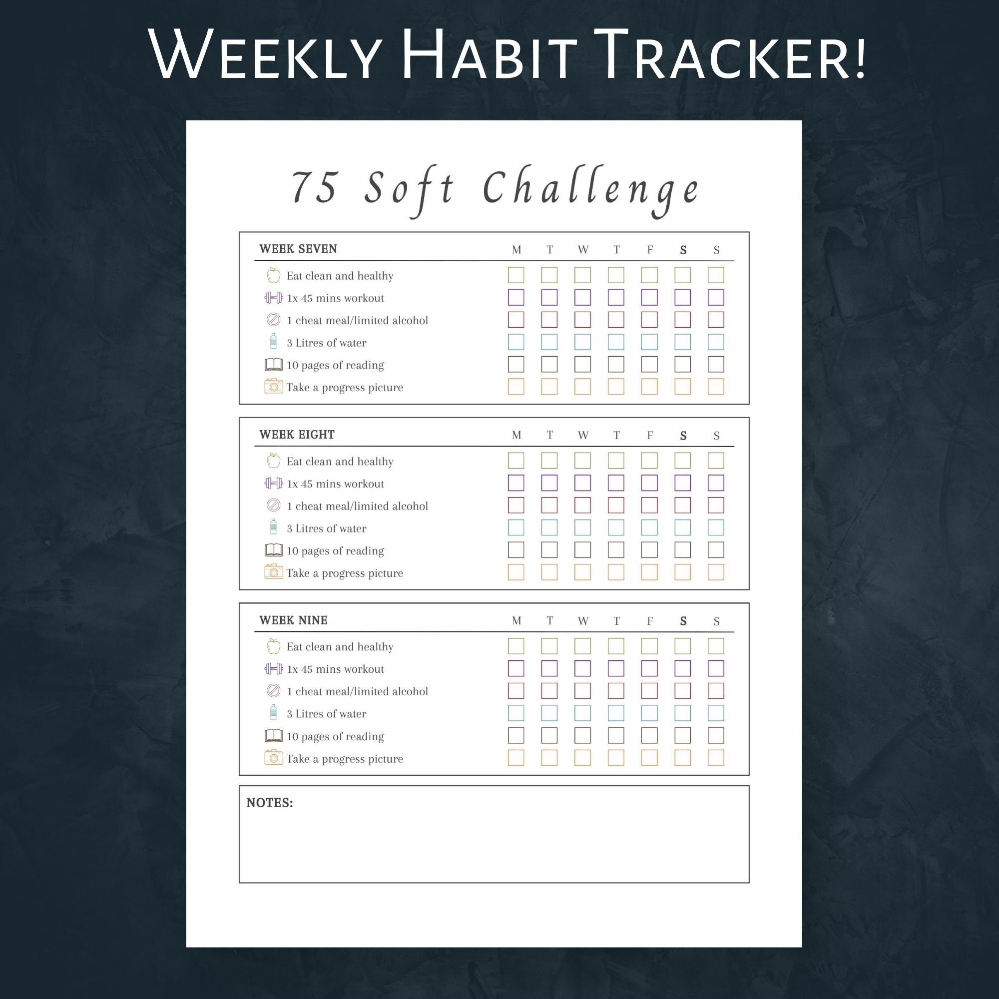 75 Soft Challenge Printable 75 Day Soft Challenge Printable Habit 