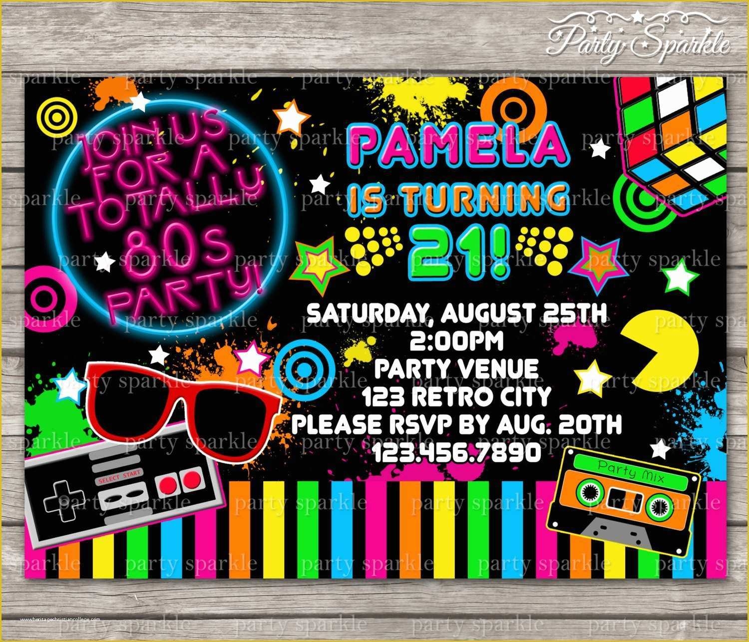 80s Party Invitations Template Free Of Printable Totally 80s Retro 