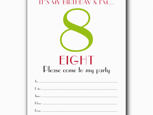 8th Birthday Invitation Templates Free Printable Kids Birthday Party 