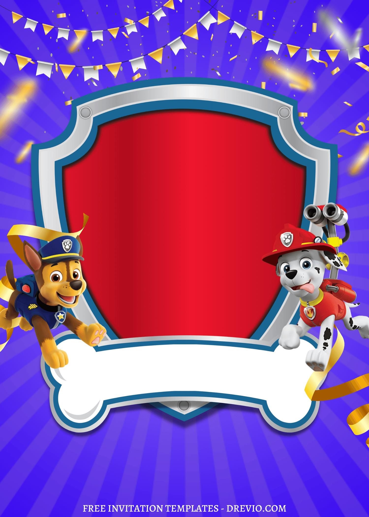 9 Super Cute Puppy PAW Patrol Birthday Invitation Templates