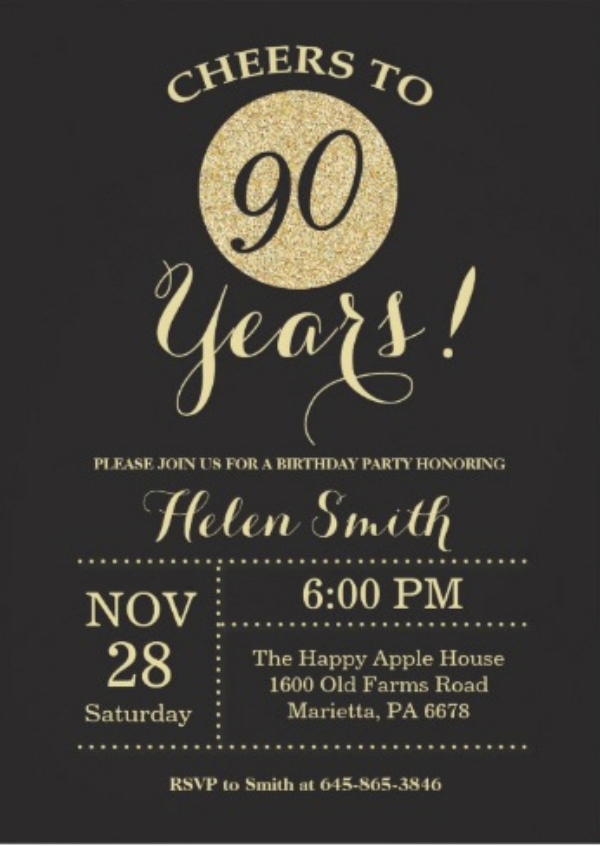 90Th Birthday Invitation Template Free