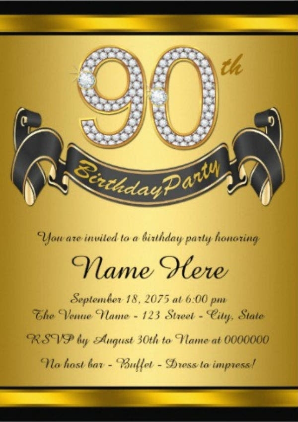 90Th Birthday Invitation Template Free
