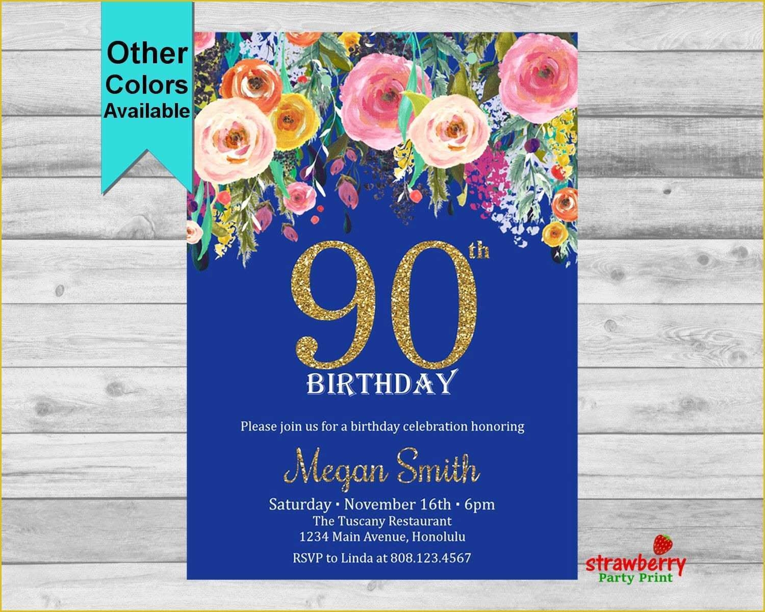 90th Birthday Party Invitations Templates Free Of Nashville Pink 90th 
