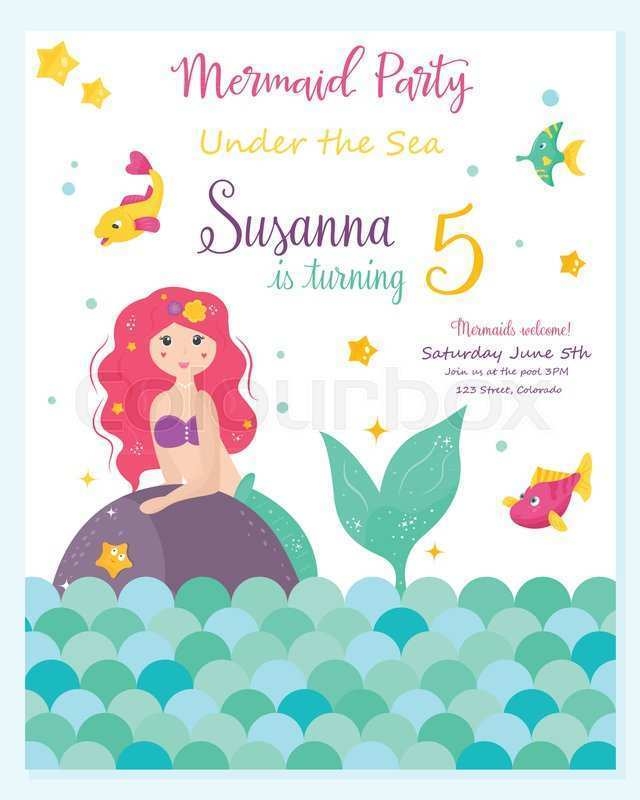 95 Creative Mermaid Birthday Card Template For Free For Mermaid 