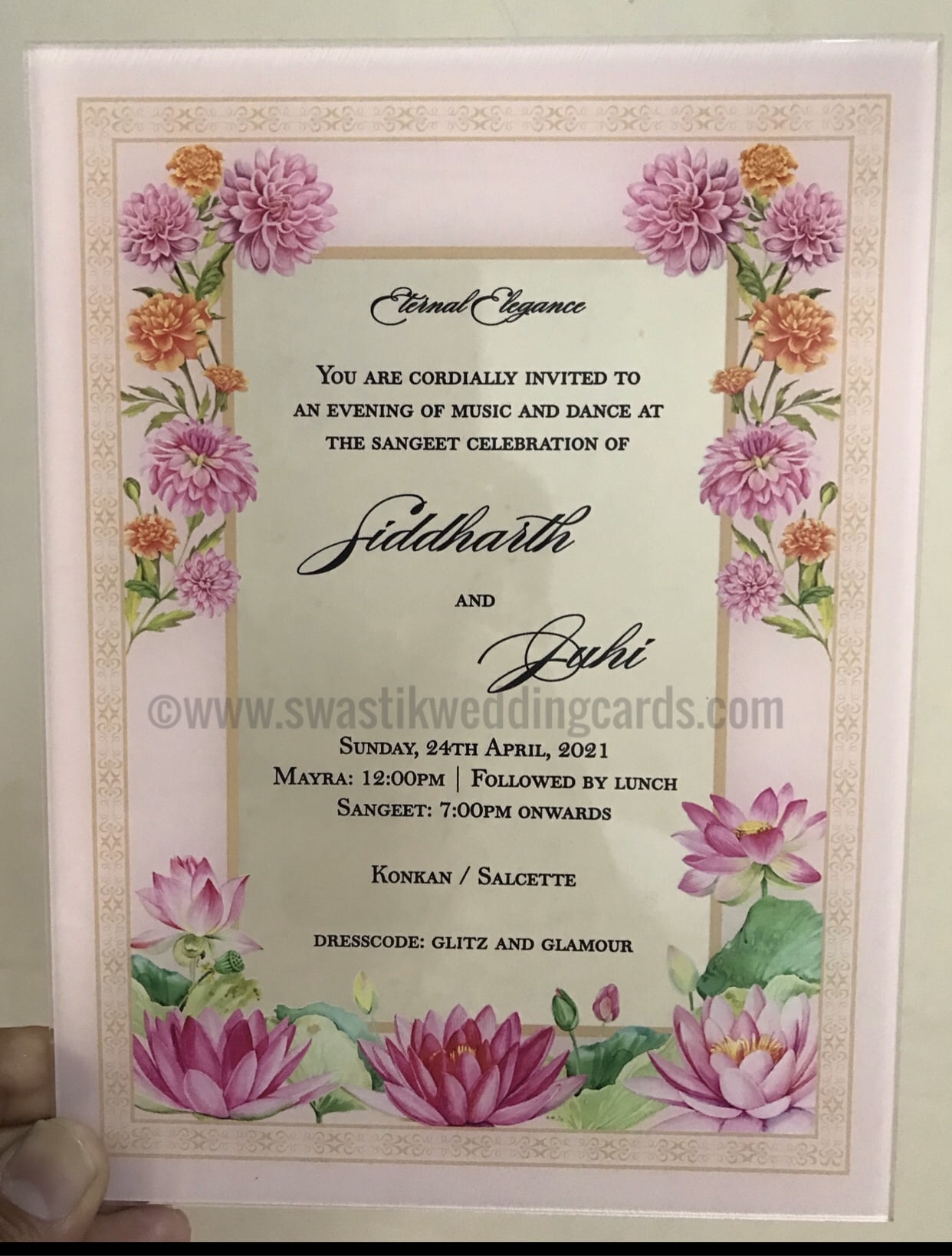 Acrylic Digital Print Wedding Invitation Card Swastik Cards