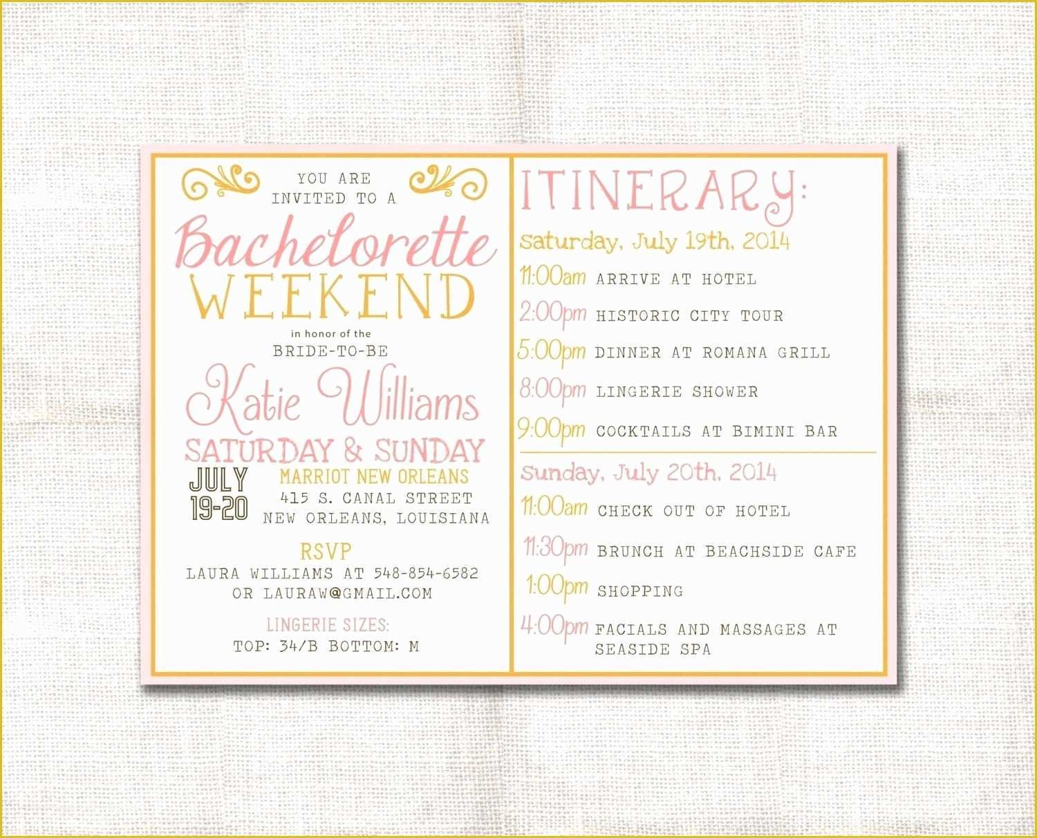 Bachelorette Party Agenda Template Free Of Template Bachelorette Party 
