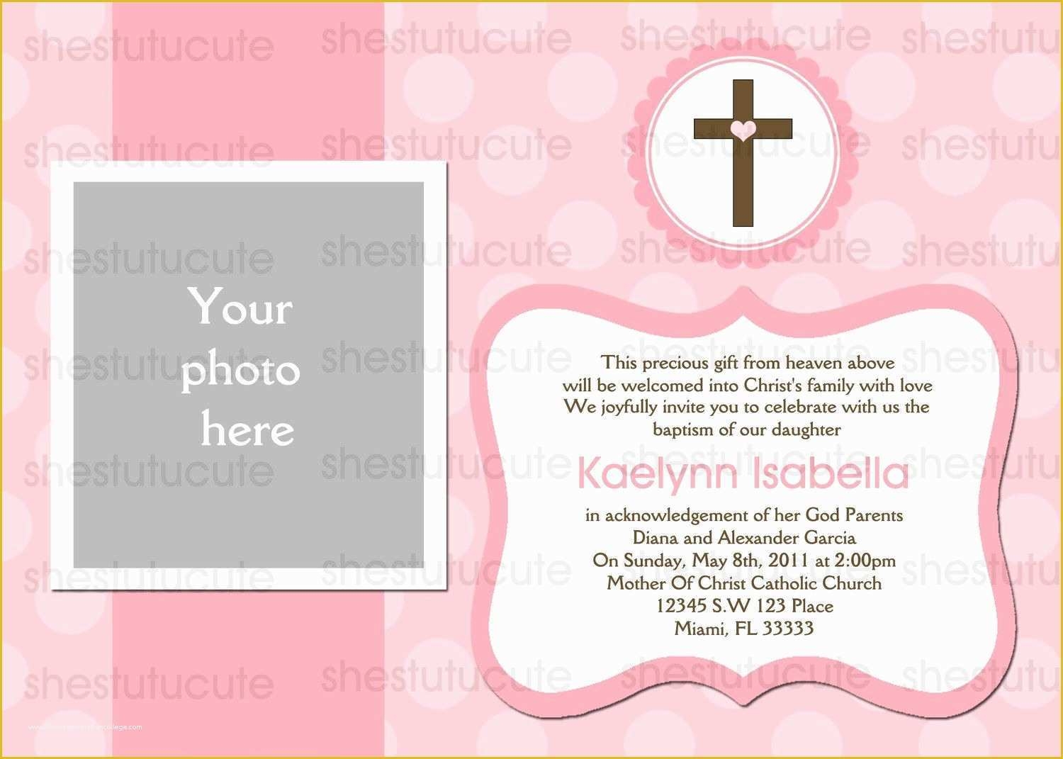 Baptism Template Free Download Of Girls Baptism Invitations Digital 