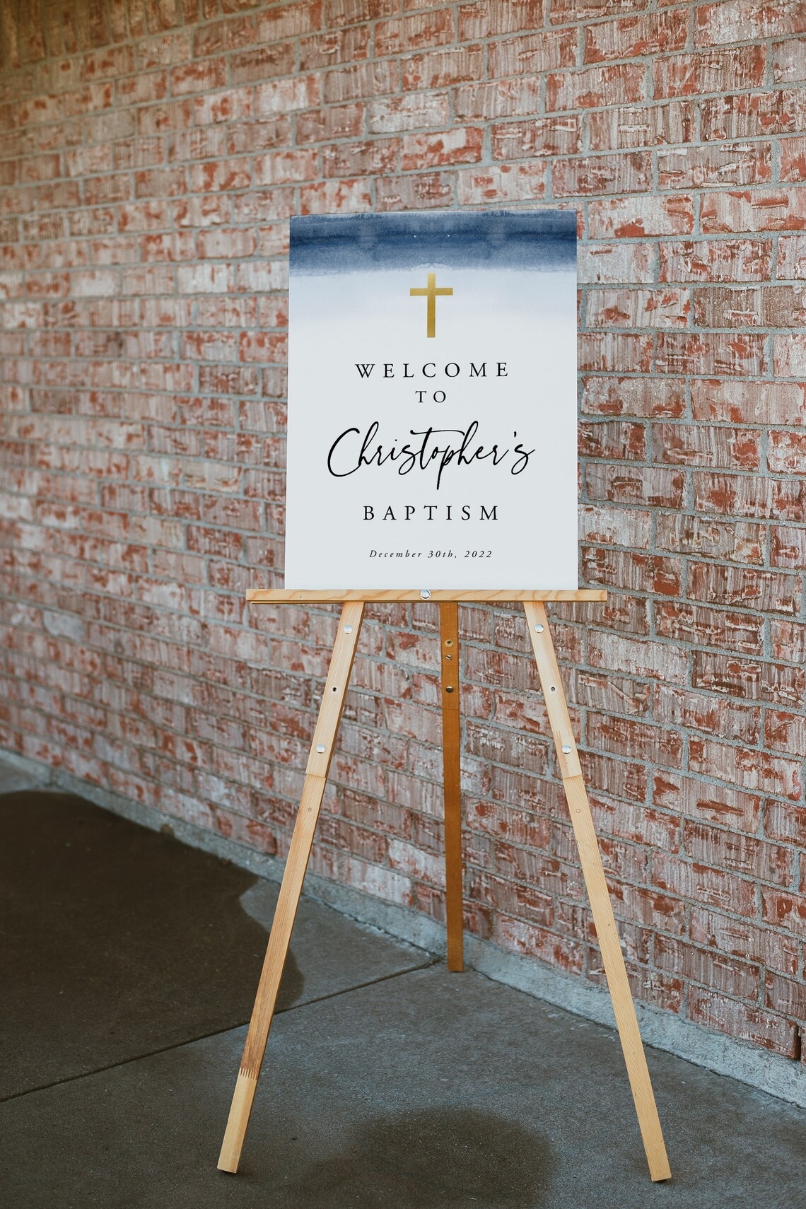 Baptism Welcome Sign Template Blue Watercolor Baptism Etsy