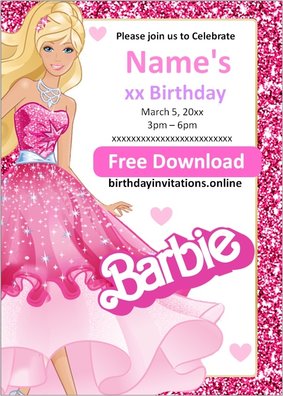 Barbie Birthday Invitation Templates Barbie Birthday 44 OFF
