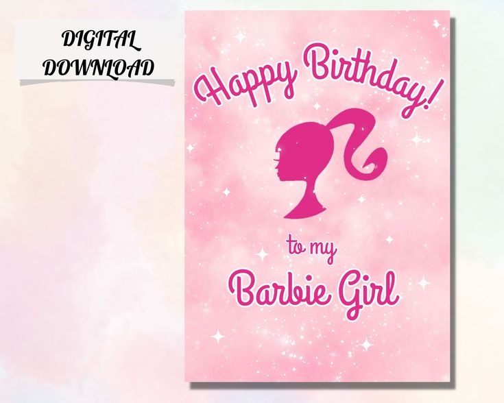 Barbie Happy Birthday Card Digital Download Printable