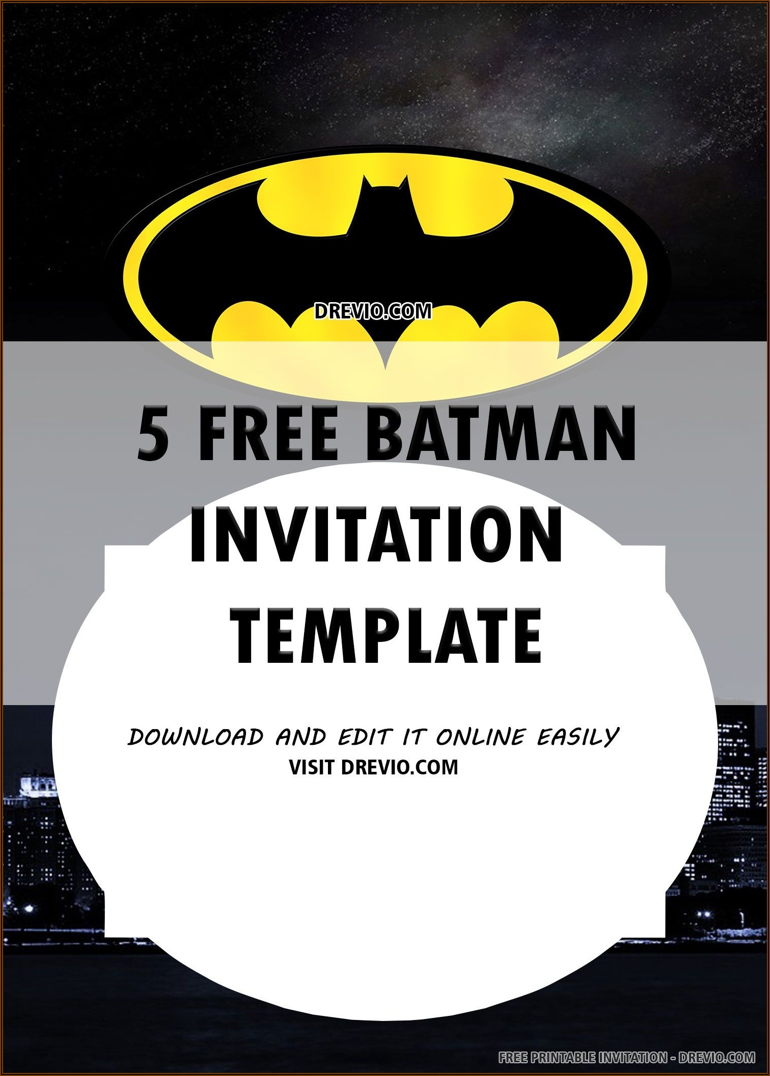 Batman Birthday Invitation Template Free Download Invitations 