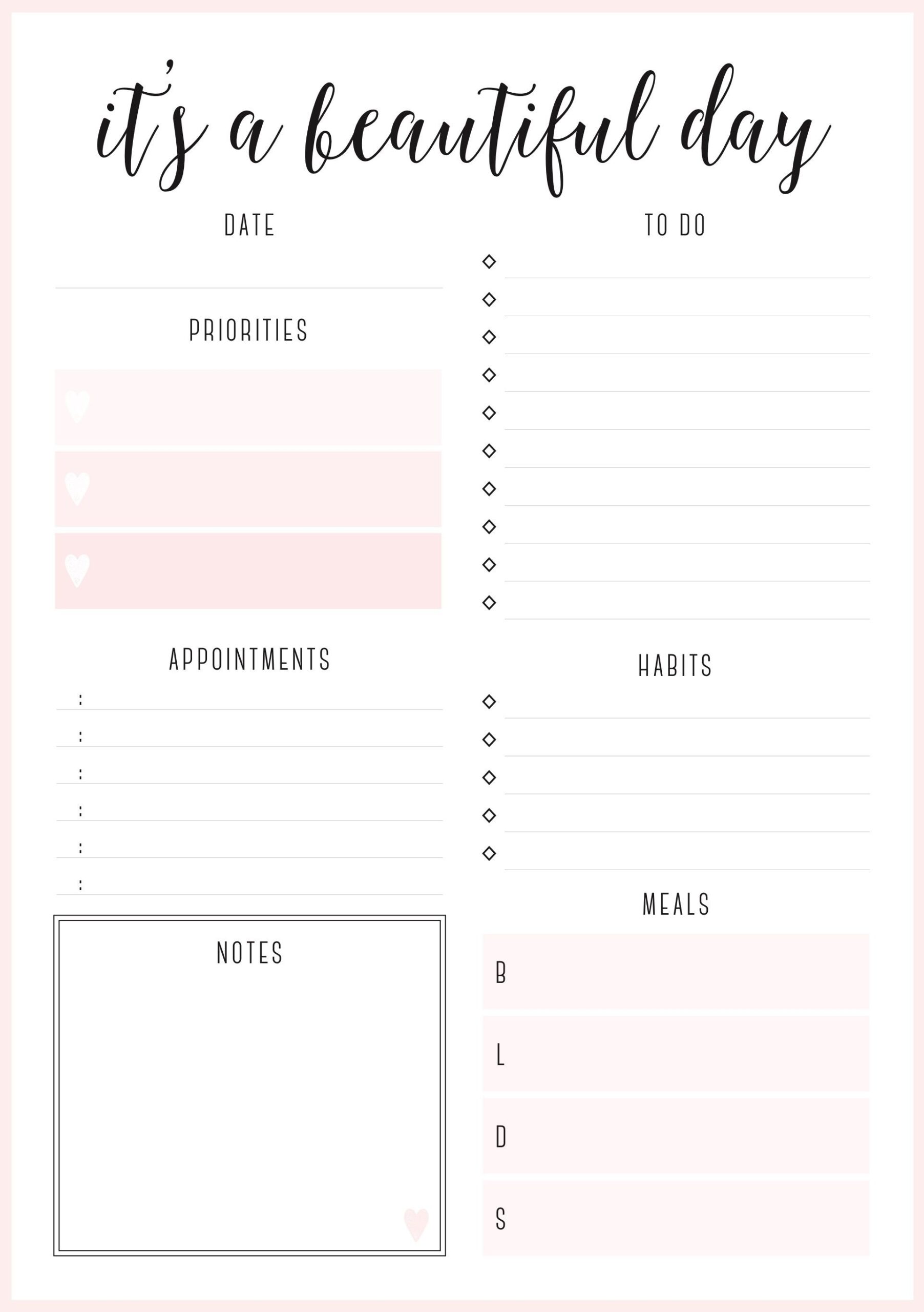 Beautiful Daily Planners Free Printables Planner Pages Free 