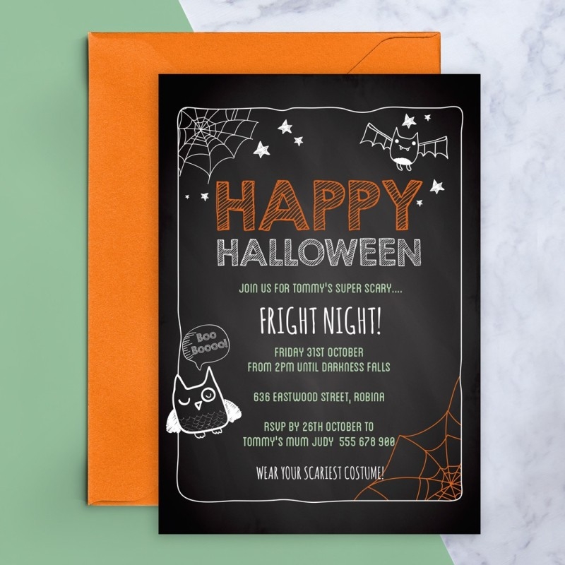 Blackboard Halloween Invitations