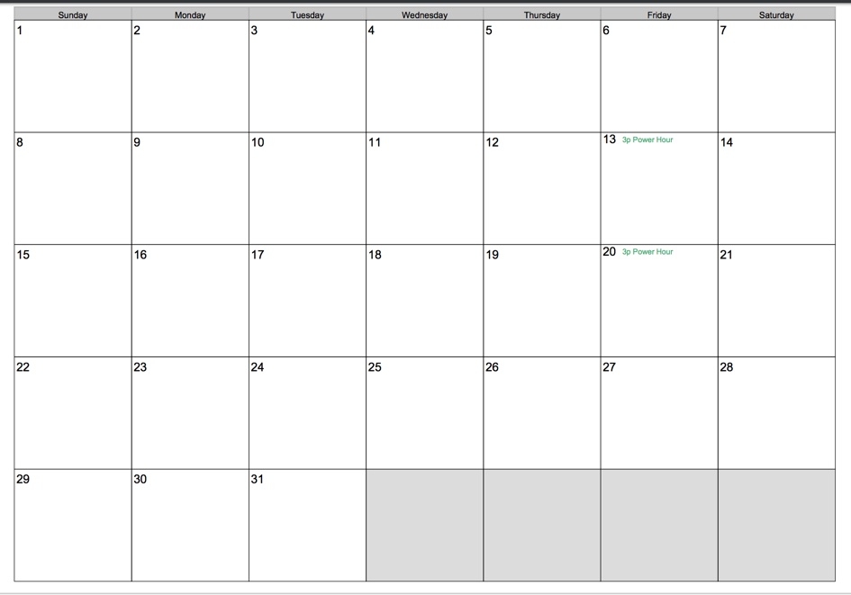 Blank 30 Day Calendar Printable Calendar Templates