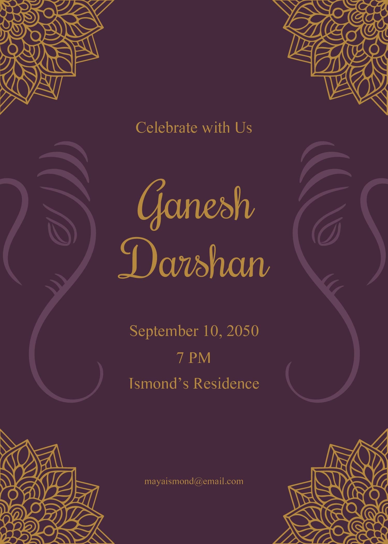 Blank Ganesha Invitation Template In PSD Illustrator Word Pages