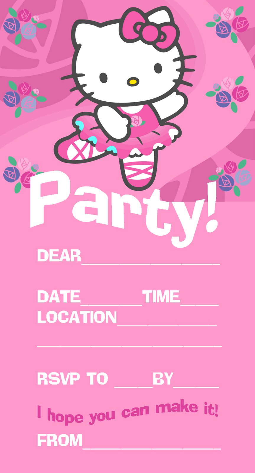 Blank Hello Kitty Blank Birthday Invitations