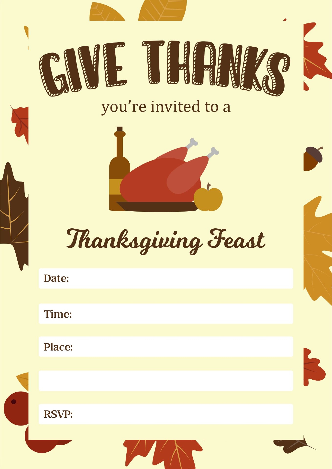 Blank Thanksgiving Invitation Template