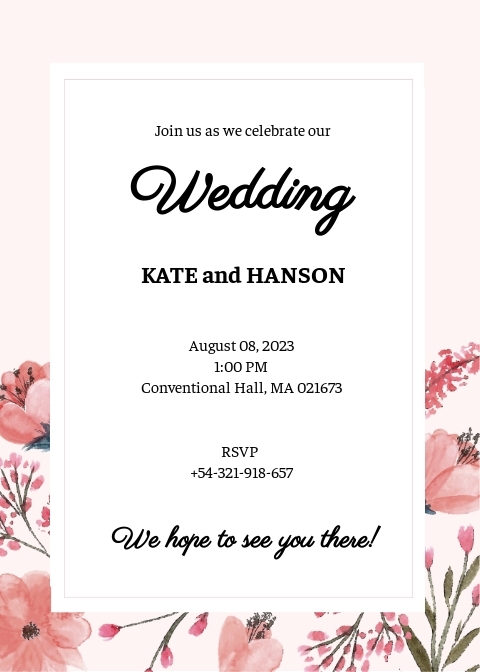 Blank Wedding Invitation Template Free PDF Word PSD Apple Pages 