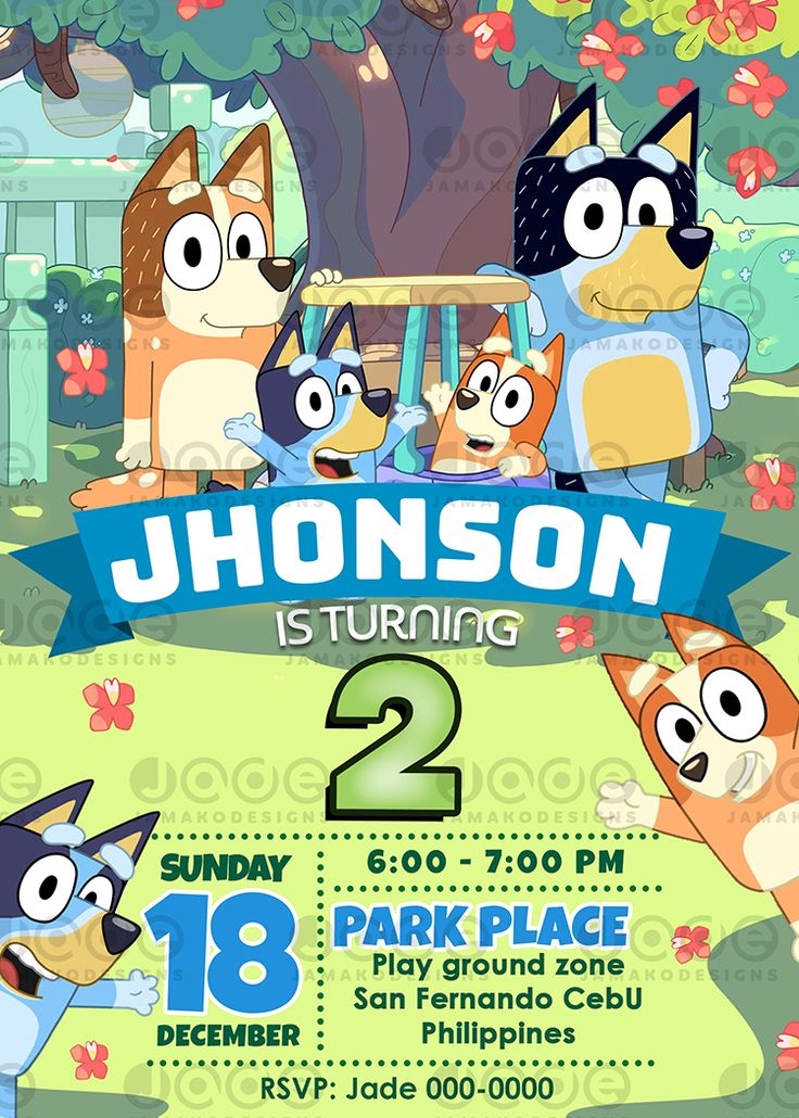 Bluey Birthday Invitation Bluey Digital Invitation Bluey Printable 4 