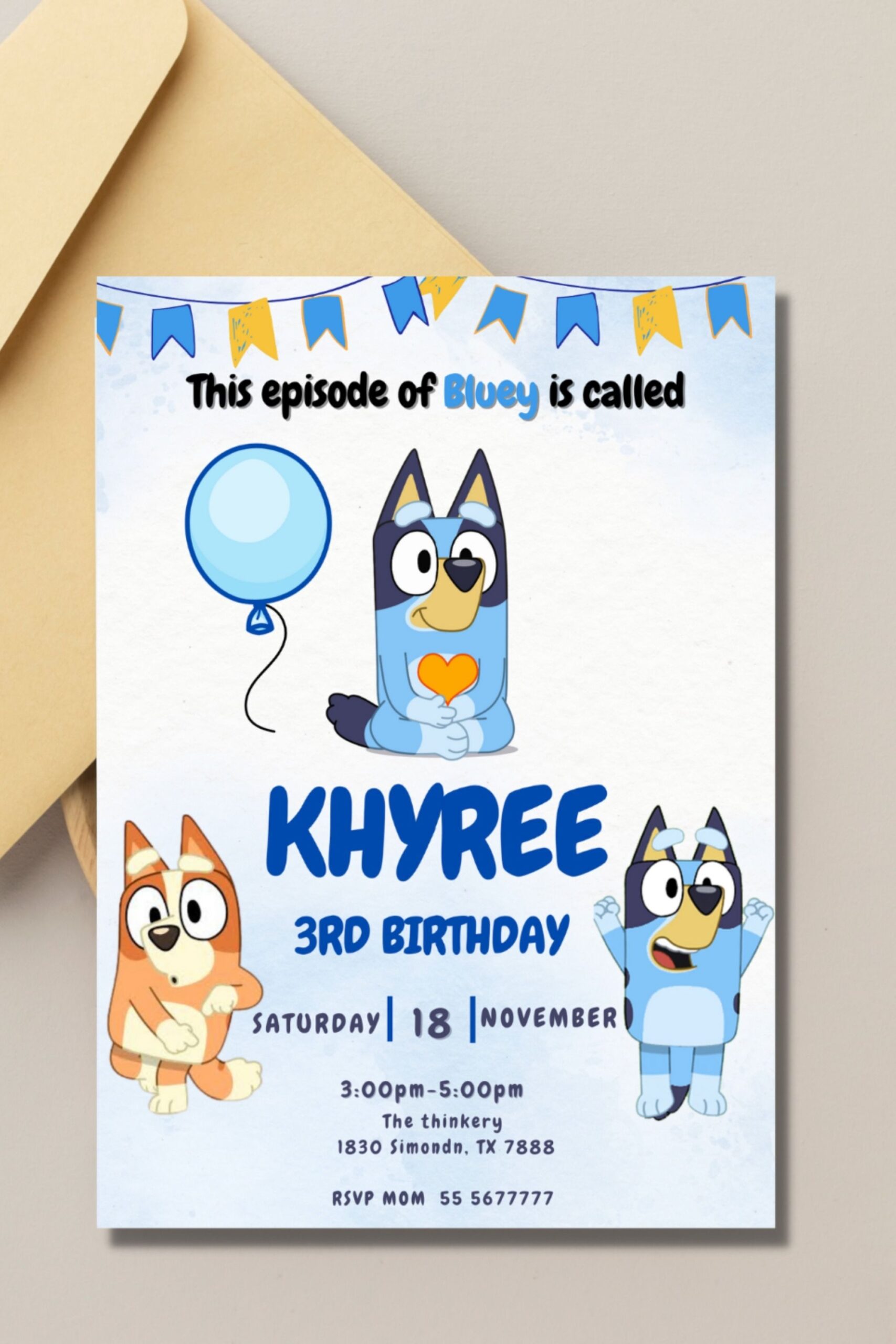 Bluey Invite Template Social Media Template