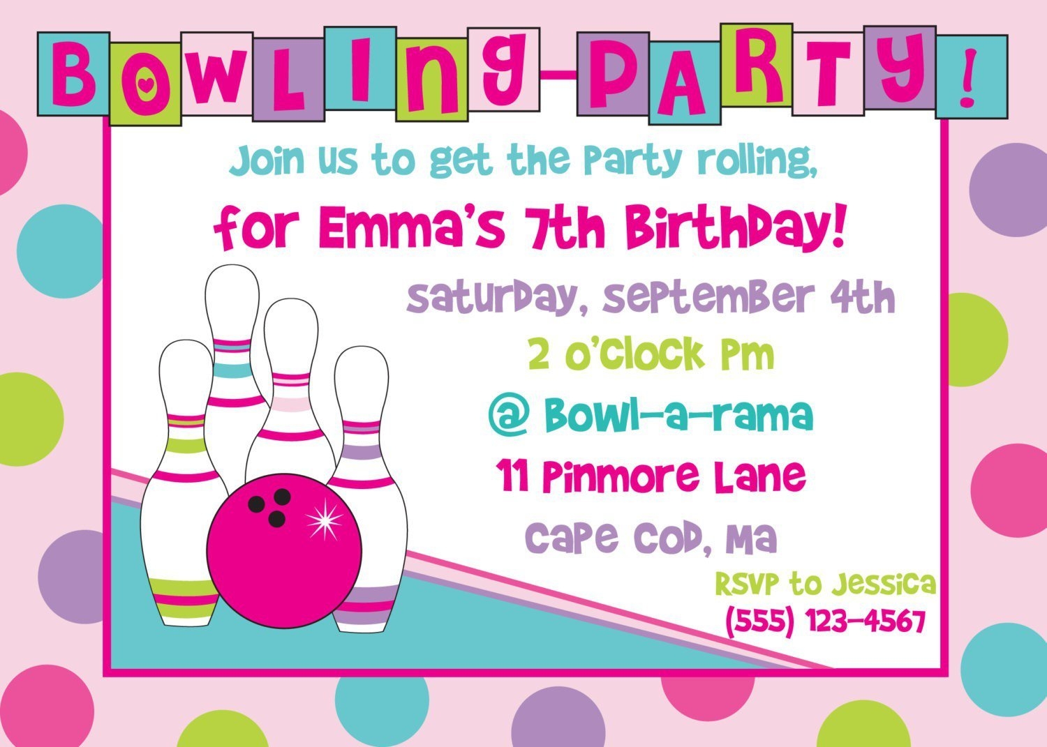 Bowling Birthday Invitations Templates Free