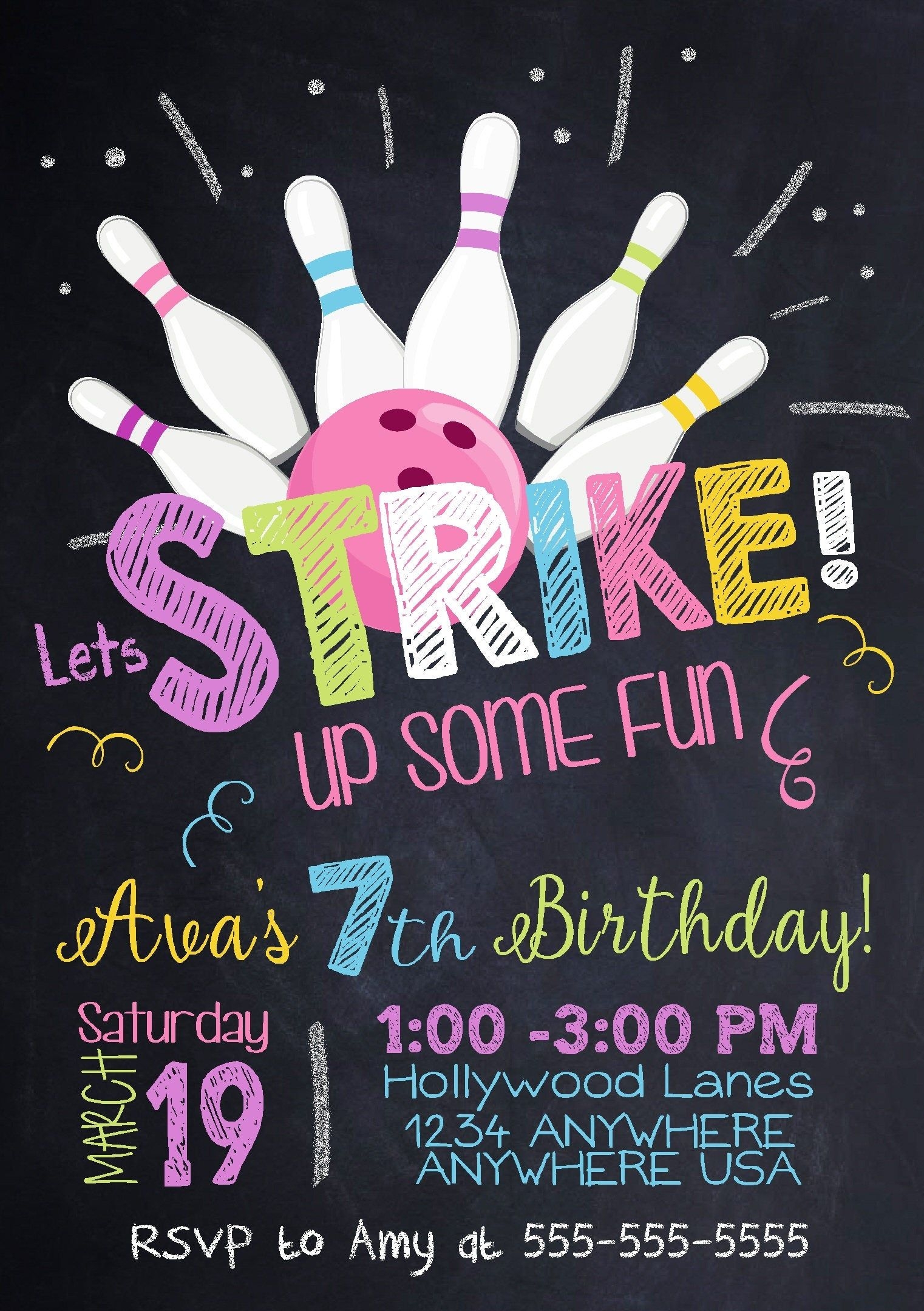 Bowling Invitation Bowling Birthday Invitation Bowling Bowling 