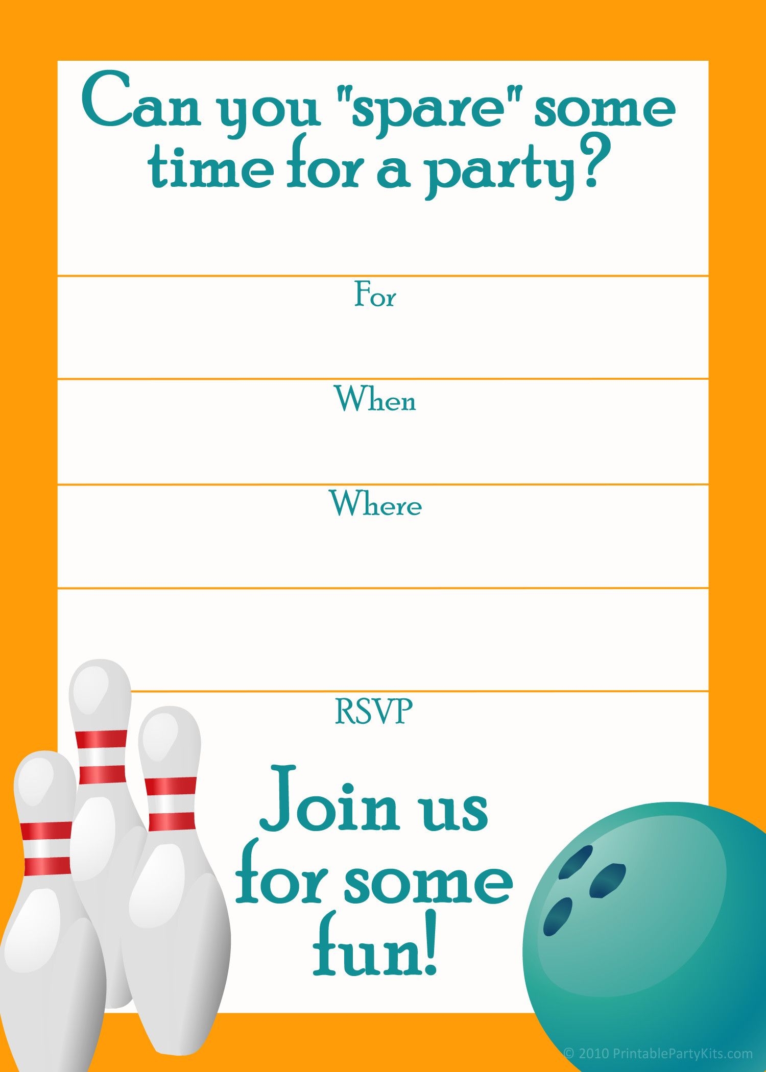 Bowling Invitations Printable