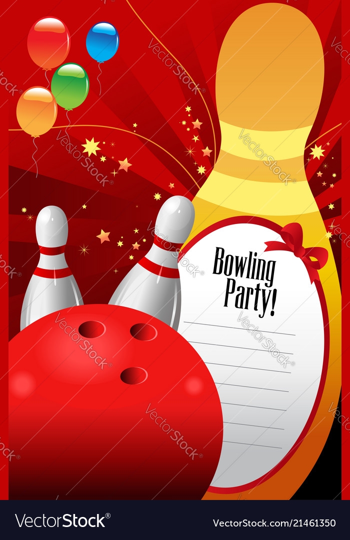 Bowling Party Invitation Template Royalty Free Vector Image