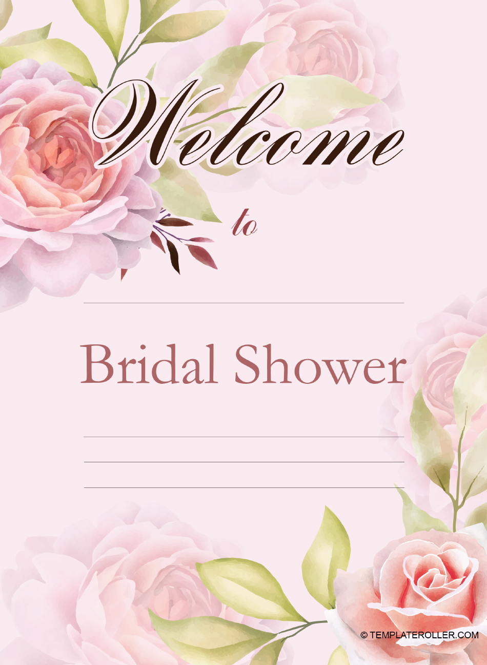 Bridal Shower Welcome Sign Template Pink Download Printable PDF